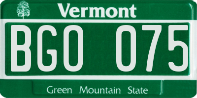 VT license plate BGO075