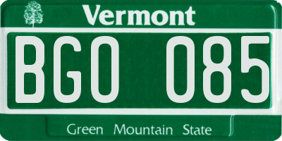VT license plate BGO085