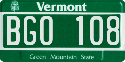 VT license plate BGO108