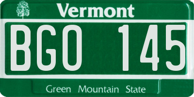 VT license plate BGO145