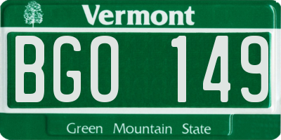 VT license plate BGO149
