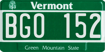 VT license plate BGO152