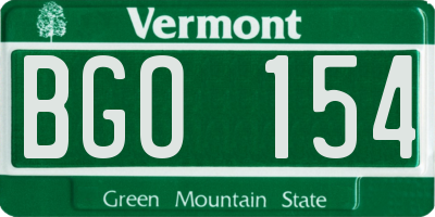 VT license plate BGO154