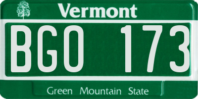 VT license plate BGO173