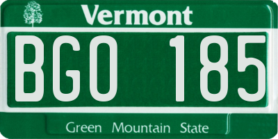 VT license plate BGO185