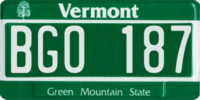 VT license plate BGO187