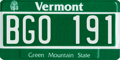 VT license plate BGO191