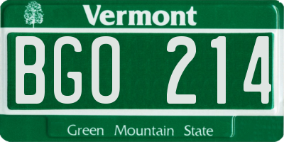 VT license plate BGO214