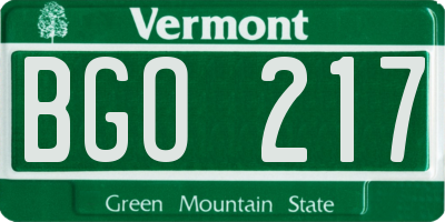 VT license plate BGO217