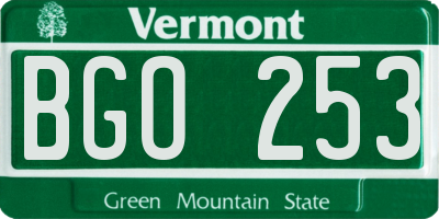 VT license plate BGO253