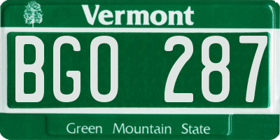 VT license plate BGO287