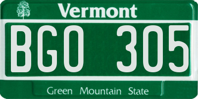 VT license plate BGO305