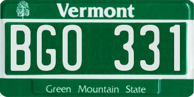 VT license plate BGO331