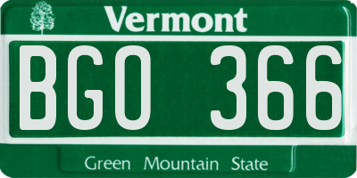 VT license plate BGO366