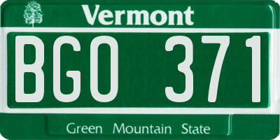 VT license plate BGO371