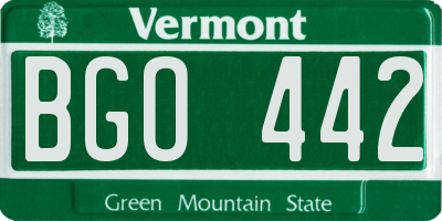 VT license plate BGO442