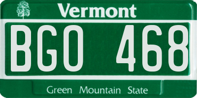 VT license plate BGO468