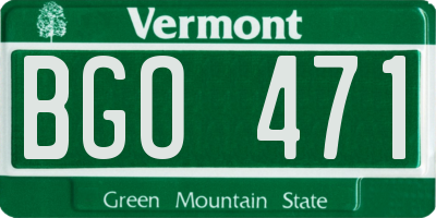 VT license plate BGO471