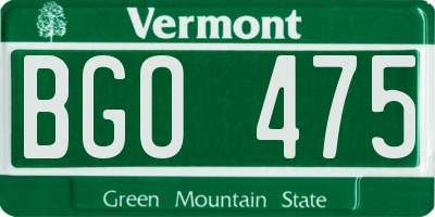 VT license plate BGO475