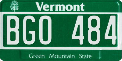 VT license plate BGO484