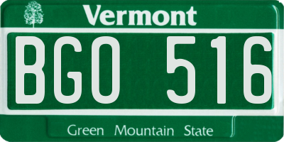 VT license plate BGO516