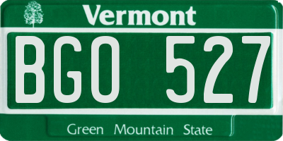 VT license plate BGO527