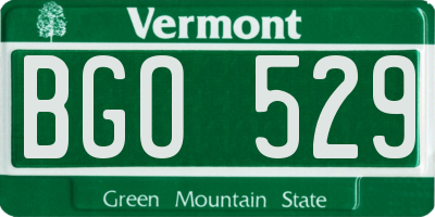 VT license plate BGO529