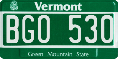 VT license plate BGO530