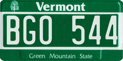 VT license plate BGO544