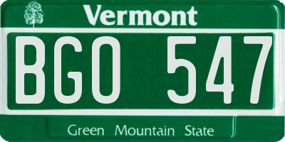 VT license plate BGO547