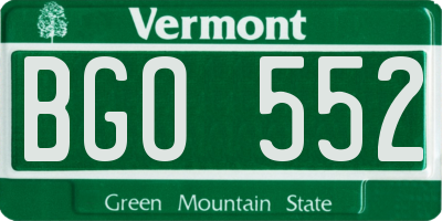 VT license plate BGO552