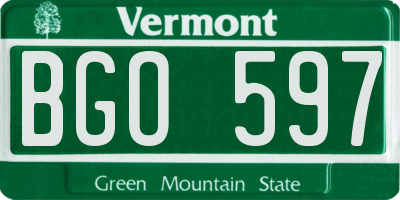 VT license plate BGO597