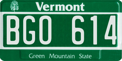 VT license plate BGO614