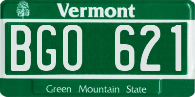 VT license plate BGO621