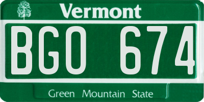 VT license plate BGO674