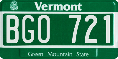 VT license plate BGO721