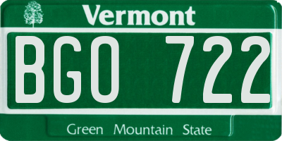 VT license plate BGO722