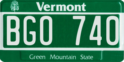 VT license plate BGO740
