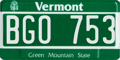 VT license plate BGO753