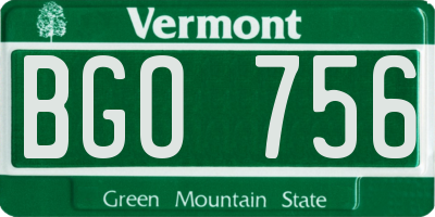 VT license plate BGO756