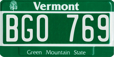 VT license plate BGO769