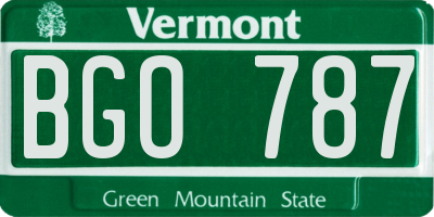 VT license plate BGO787