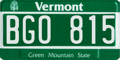 VT license plate BGO815