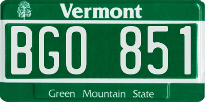VT license plate BGO851