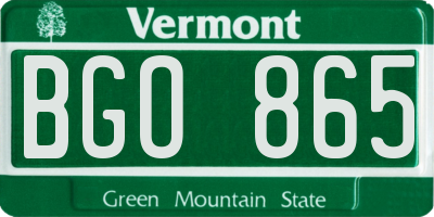 VT license plate BGO865