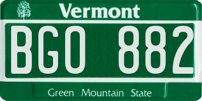 VT license plate BGO882