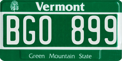 VT license plate BGO899
