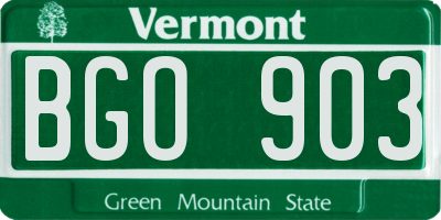 VT license plate BGO903