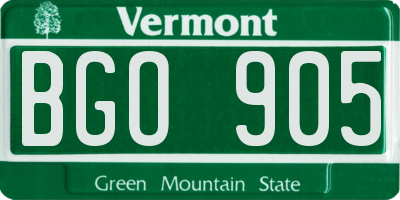 VT license plate BGO905