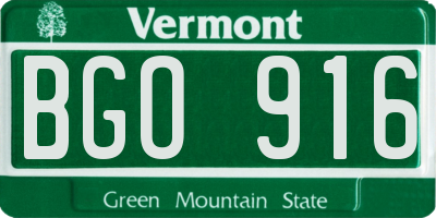 VT license plate BGO916